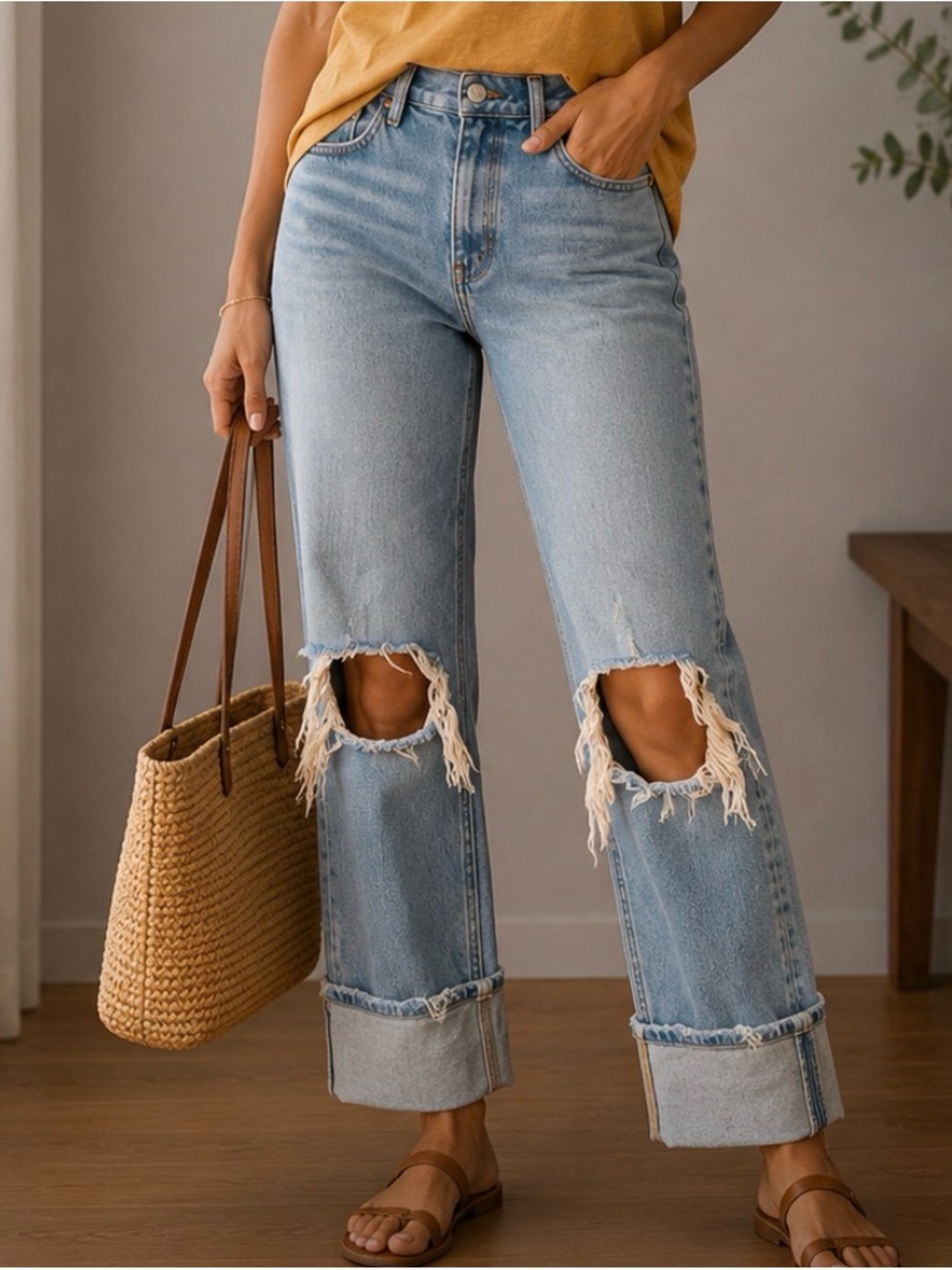 Abercrombie & Fitch Light Blue Distressed Boyfriend Jeans 99% cotton